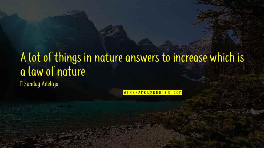 Nature Of Things Quotes By Sunday Adelaja: A lot of things in nature answers to