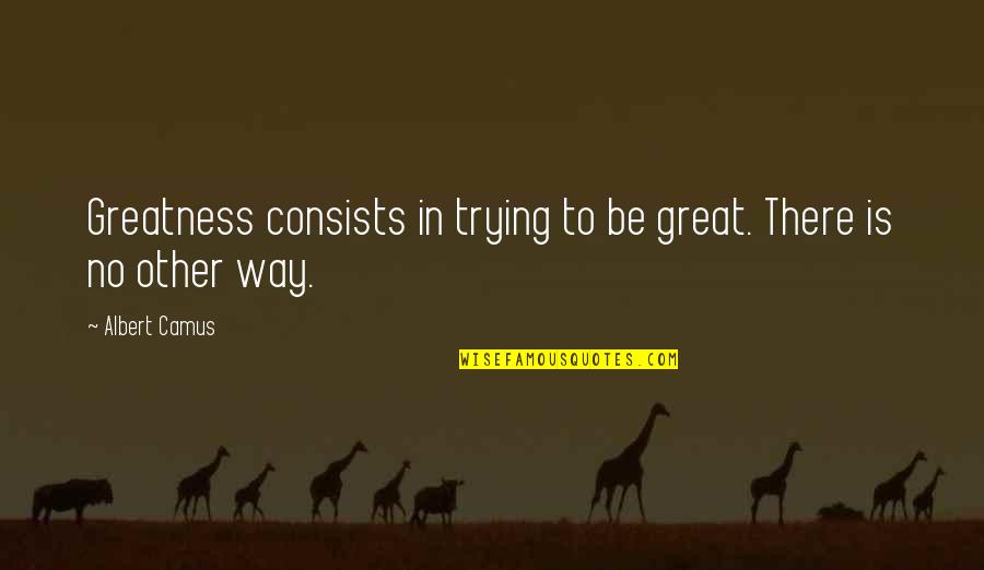 Nature Of Witches Quotes By Albert Camus: Greatness consists in trying to be great. There