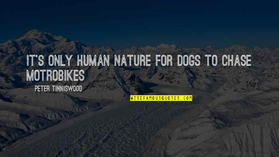 Nature Only Quotes By Peter Tinniswood: It's only human nature for dogs to chase Nature Only Quotes By Peter Tinniswood: It's only human nature for dogs to chase