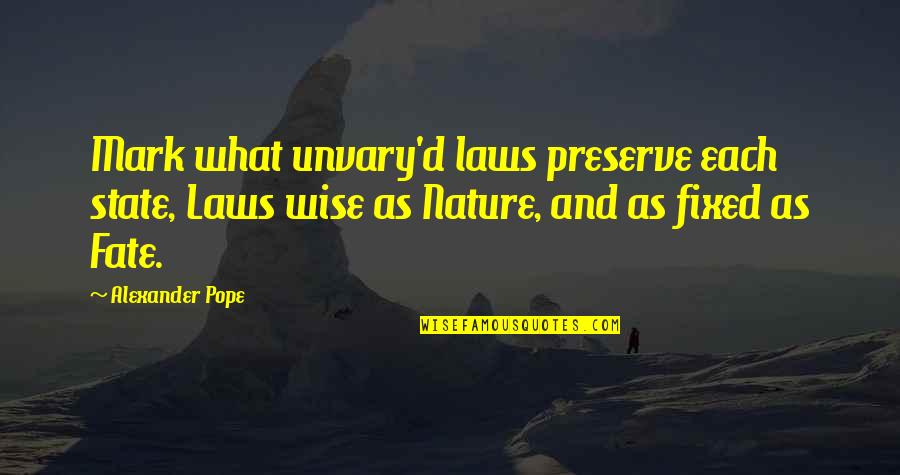 Nature Preserve Quotes By Alexander Pope: Mark what unvary'd laws preserve each state, Laws Nature Preserve Quotes By Alexander Pope: Mark what unvary'd laws preserve each state, Laws