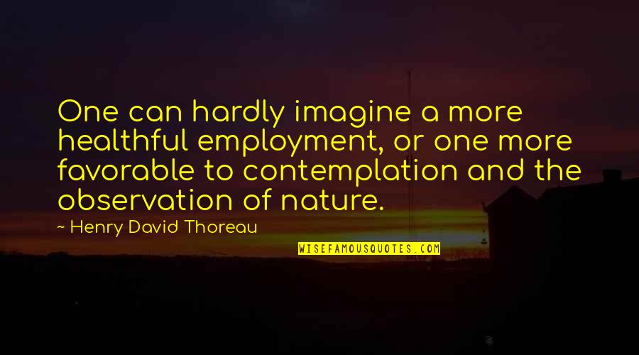 Nature Thoreau Quotes By Henry David Thoreau: One can hardly imagine a more healthful employment,