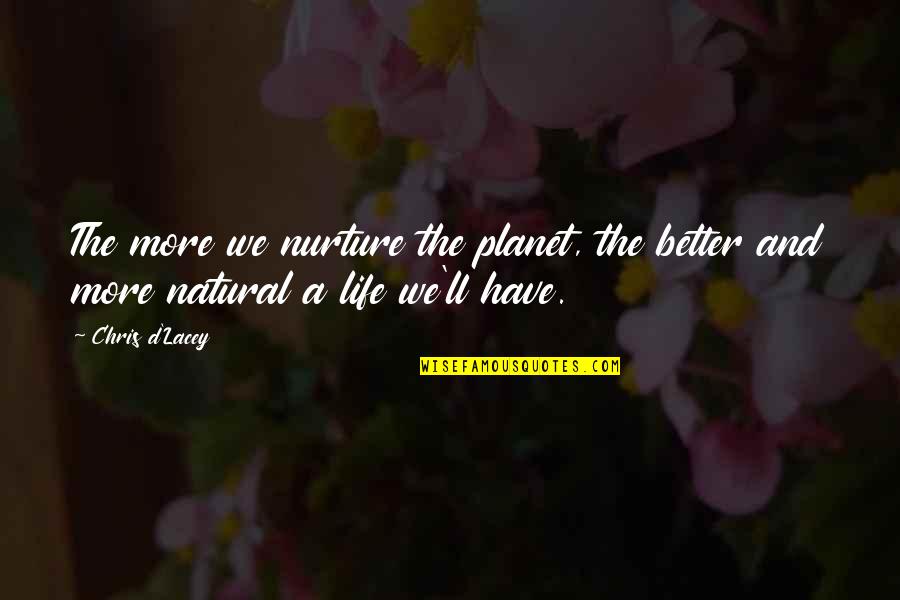 Nature To Nurture Quotes By Chris D'Lacey: The more we nurture the planet, the better