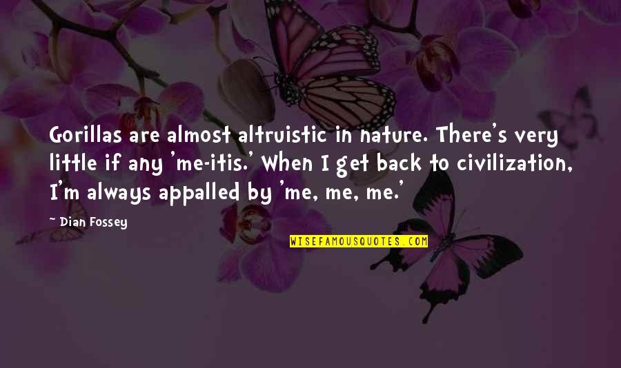 Nature Vs Civilization Quotes By Dian Fossey: Gorillas are almost altruistic in nature. There's very