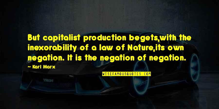 Nature With Quotes By Karl Marx: But capitalist production begets,with the inexorability of a