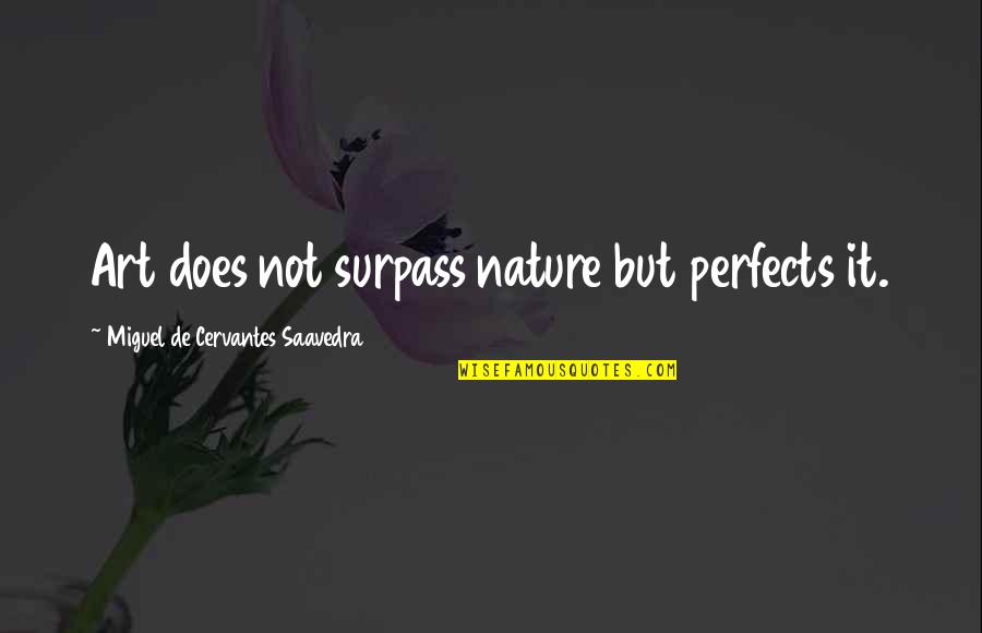 Nature's Art Quotes By Miguel De Cervantes Saavedra: Art does not surpass nature but perfects it.