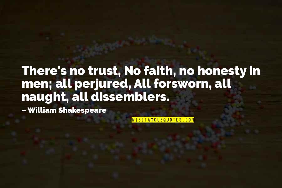 Naught's Quotes By William Shakespeare: There's no trust, No faith, no honesty in