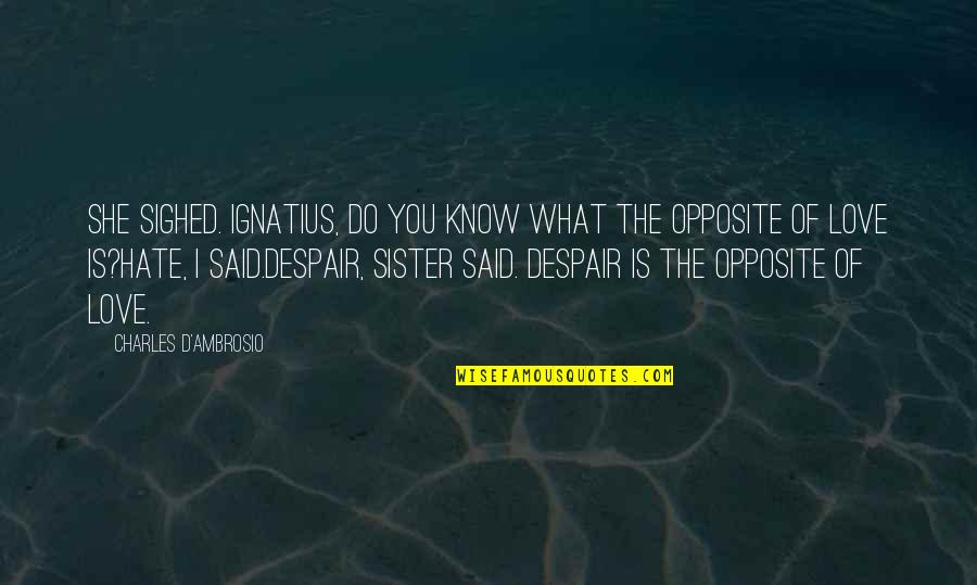 Nauset Disposal Quotes By Charles D'Ambrosio: She sighed. Ignatius, do you know what the Nauset Disposal Quotes By Charles D'Ambrosio: She sighed. Ignatius, do you know what the