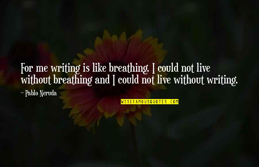 Navegar Incognito Quotes By Pablo Neruda: For me writing is like breathing. I could