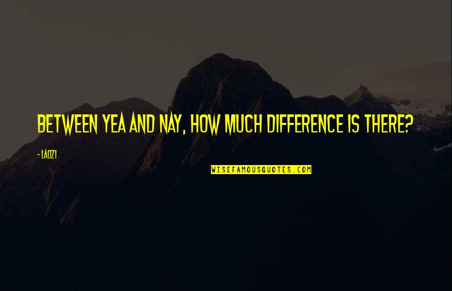 Nay Quotes By Laozi: Between yea and nay, how much difference is