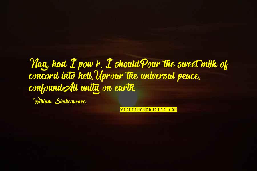Nay Quotes By William Shakespeare: Nay, had I pow'r, I shouldPour the sweet