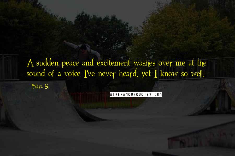 Naya S. quotes: A sudden peace and excitement washes over me at the sound of a voice I've never heard, yet I know so well.