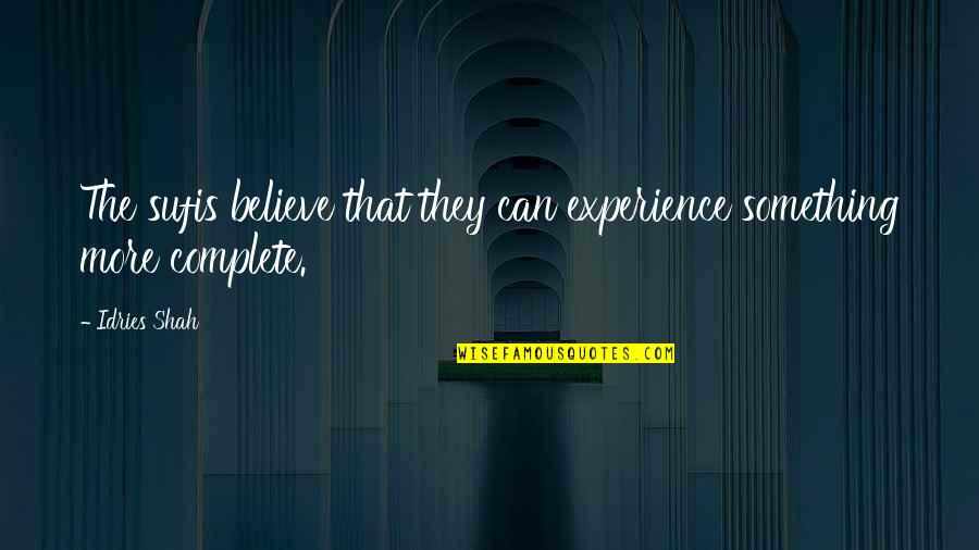 Nayanajith Quotes By Idries Shah: The sufis believe that they can experience something
