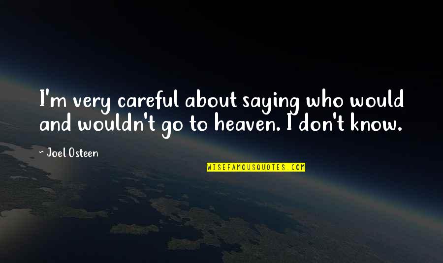 Nazila Satvat Quotes By Joel Osteen: I'm very careful about saying who would and