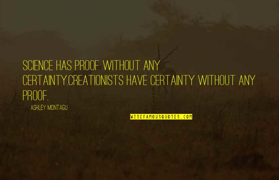 Nazim Hikmet English Quotes By Ashley Montagu: Science has proof without any certainty.Creationists have certainty Nazim Hikmet English Quotes By Ashley Montagu: Science has proof without any certainty.Creationists have certainty