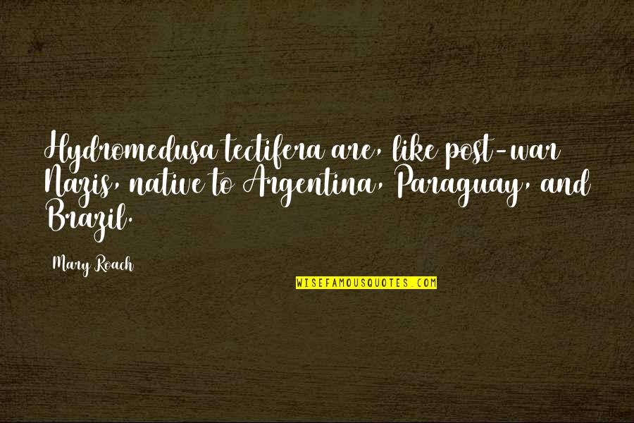 Nazis Quotes By Mary Roach: Hydromedusa tectifera are, like post-war Nazis, native to Nazis Quotes By Mary Roach: Hydromedusa tectifera are, like post-war Nazis, native to