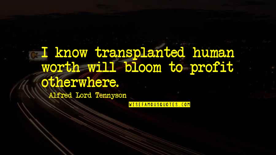 Ncis Smoked Quotes By Alfred Lord Tennyson: I know transplanted human worth will bloom to