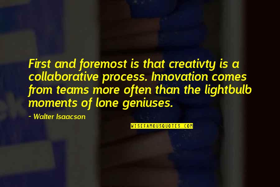 Ncolow Quotes By Walter Isaacson: First and foremost is that creativty is a Ncolow Quotes By Walter Isaacson: First and foremost is that creativty is a