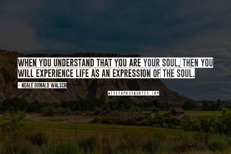 Neale Donald Walsch quotes: When you understand that you are your soul, then you will experience Life as an expression of the soul.