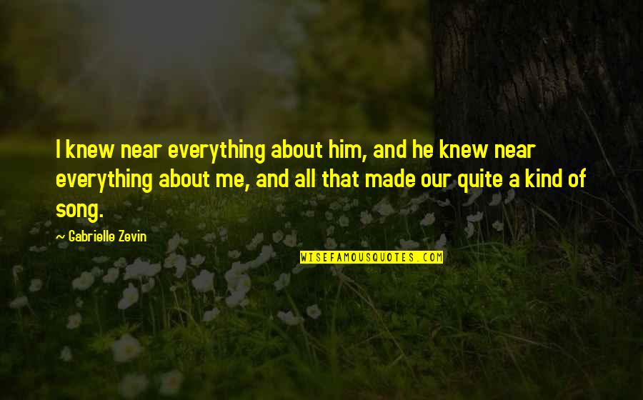 Near Me Quotes By Gabrielle Zevin: I knew near everything about him, and he
