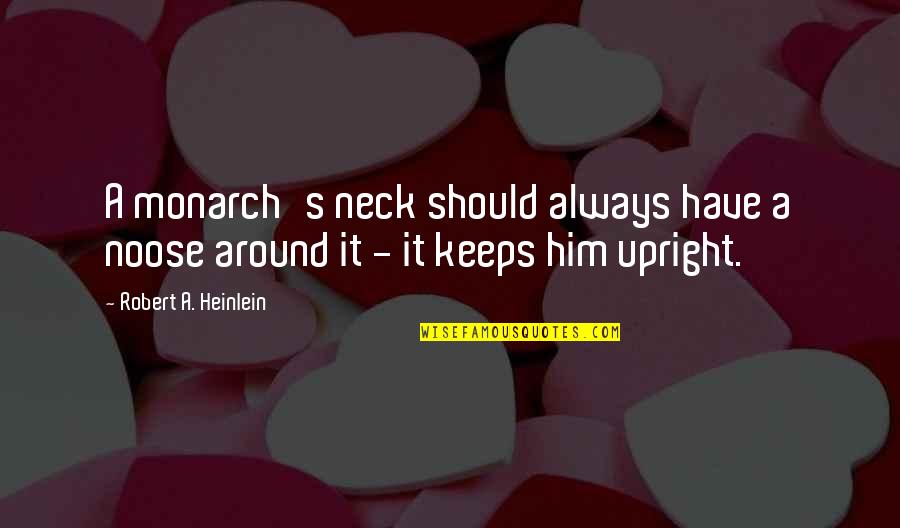 Nearman Opened Quotes By Robert A. Heinlein: A monarch's neck should always have a noose Nearman Opened Quotes By Robert A. Heinlein: A monarch's neck should always have a noose