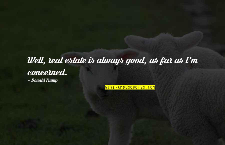 Nebergall Farms Quotes By Donald Trump: Well, real estate is always good, as far Nebergall Farms Quotes By Donald Trump: Well, real estate is always good, as far