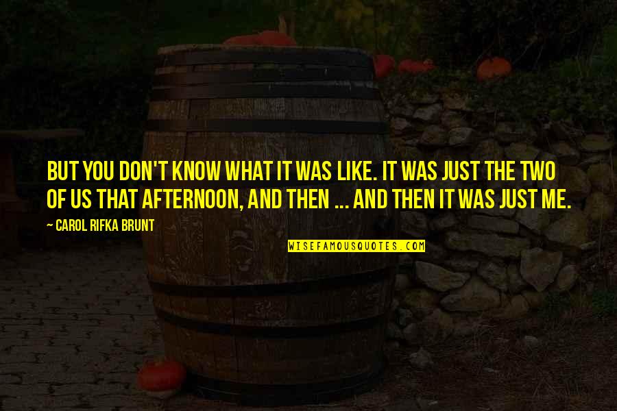 Nebunul Cu Ochii Quotes By Carol Rifka Brunt: But you don't know what it was like. Nebunul Cu Ochii Quotes By Carol Rifka Brunt: But you don't know what it was like.
