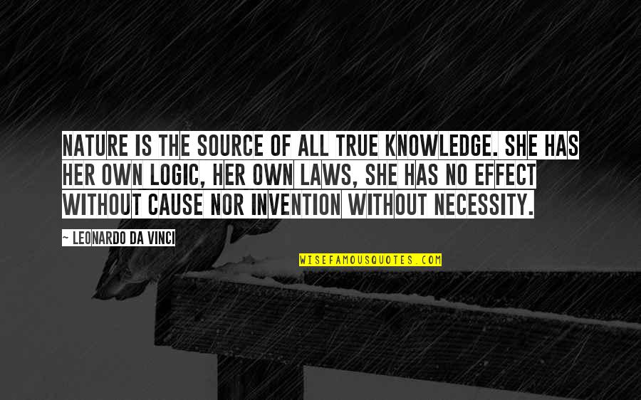 Necessity And Invention Quotes By Leonardo Da Vinci: Nature is the source of all true knowledge.