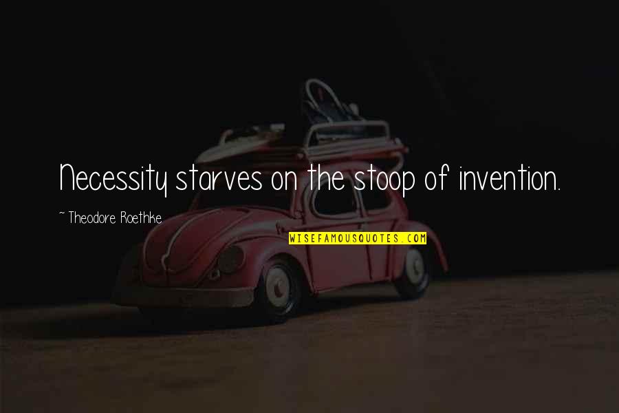 Necessity And Invention Quotes By Theodore Roethke: Necessity starves on the stoop of invention.