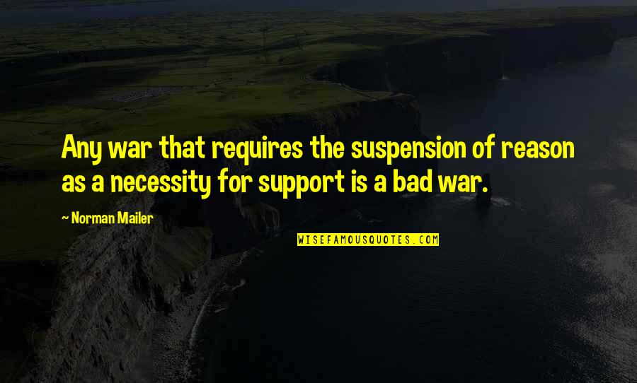 Necessity Of War Quotes By Norman Mailer: Any war that requires the suspension of reason