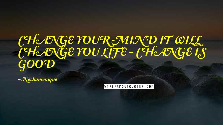 Nechantenique quotes: CHANGE YOUR MIND IT WILL CHANGE YOU LIFE - CHANGE IS GOOD