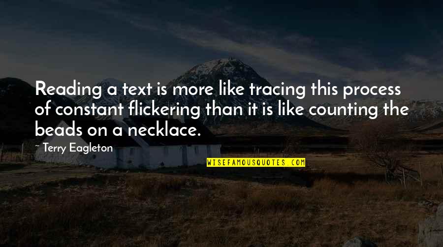 Necklace Quotes By Terry Eagleton: Reading a text is more like tracing this