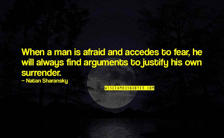 Necropolis Quotes By Natan Sharansky: When a man is afraid and accedes to