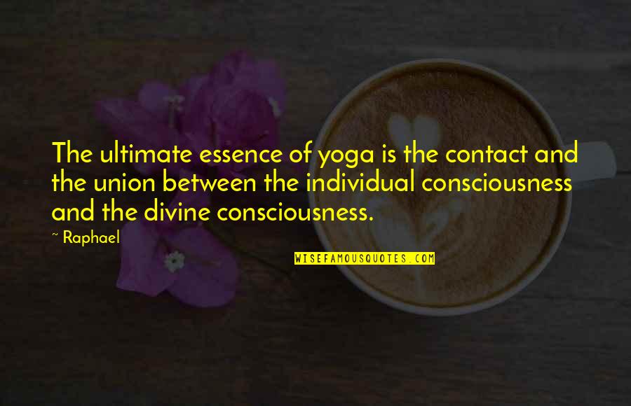 Ned Fulmer Quotes By Raphael: The ultimate essence of yoga is the contact Ned Fulmer Quotes By Raphael: The ultimate essence of yoga is the contact