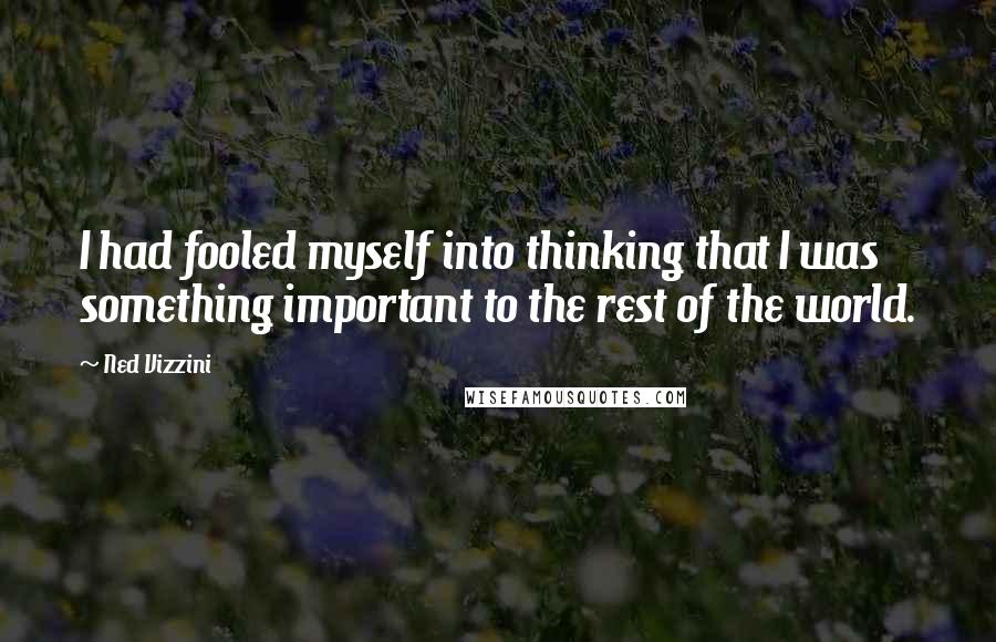 Ned Vizzini quotes: I had fooled myself into thinking that I was something important to the rest of the world.
