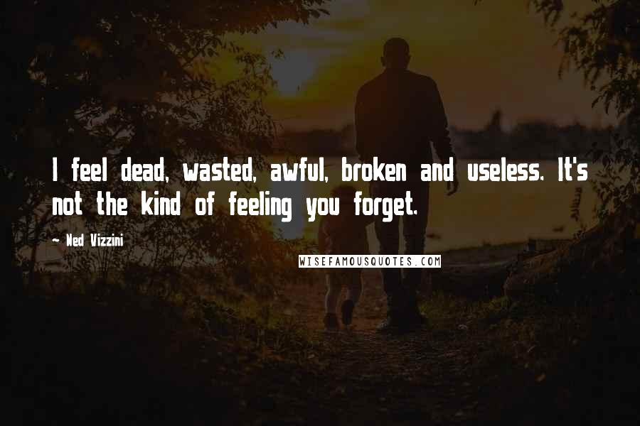 Ned Vizzini quotes: I feel dead, wasted, awful, broken and useless. It's not the kind of feeling you forget.