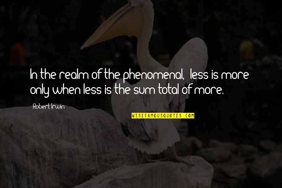 Nedaa Alkhamis Quotes By Robert Irwin: In the realm of the phenomenal, "less is