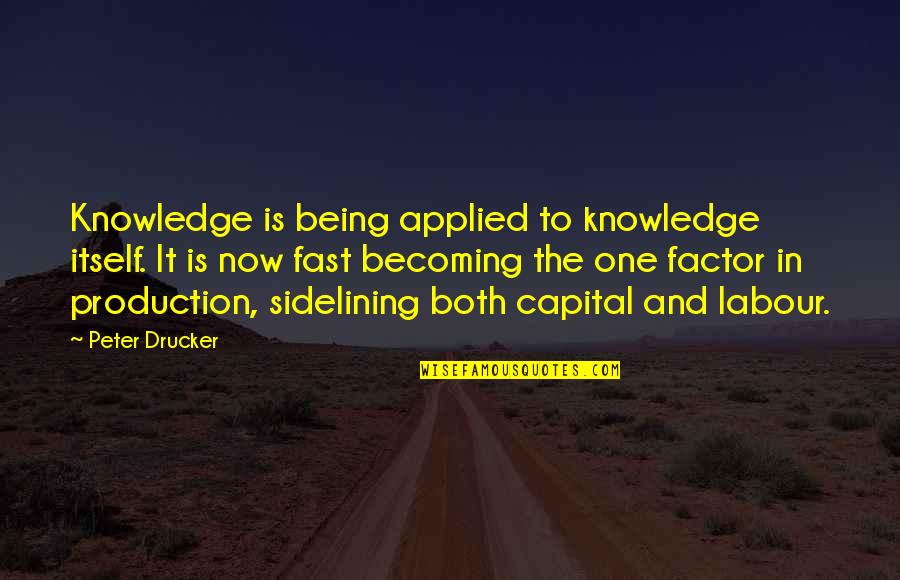Nedelcu Dumitru Quotes By Peter Drucker: Knowledge is being applied to knowledge itself. It Nedelcu Dumitru Quotes By Peter Drucker: Knowledge is being applied to knowledge itself. It