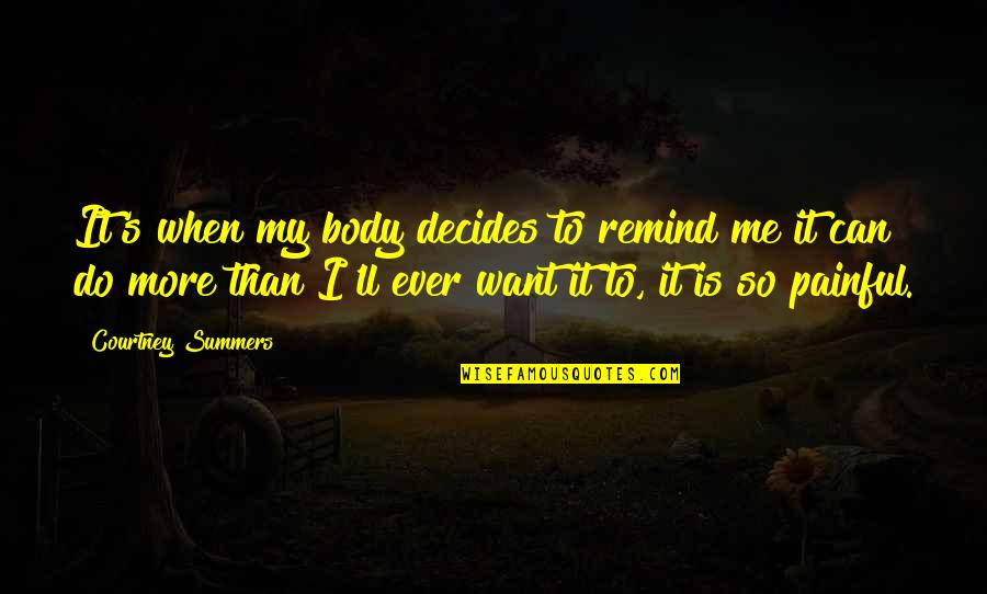 Nederland High School Quotes By Courtney Summers: It's when my body decides to remind me Nederland High School Quotes By Courtney Summers: It's when my body decides to remind me