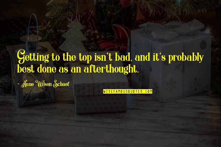 Nedozv Quotes By Anne Wilson Schaef: Getting to the top isn't bad, and it's