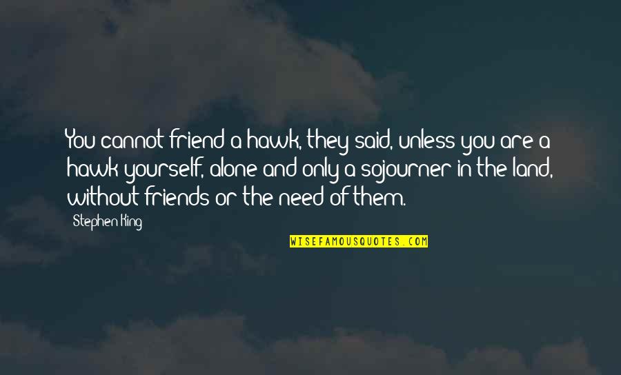 Need A Friend Quotes By Stephen King: You cannot friend a hawk, they said, unless