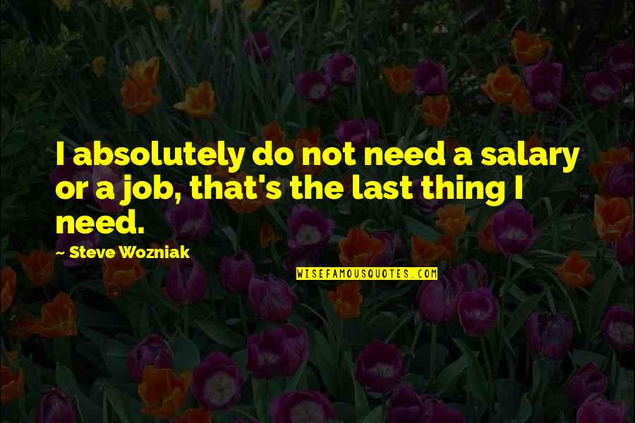 Need A Job Quotes By Steve Wozniak: I absolutely do not need a salary or