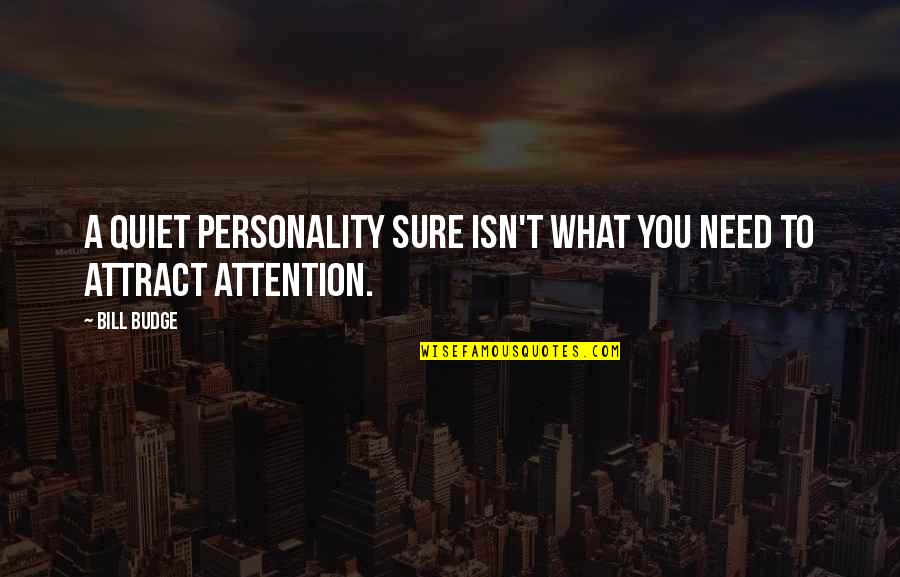 Need For Attention Quotes By Bill Budge: A quiet personality sure isn't what you need