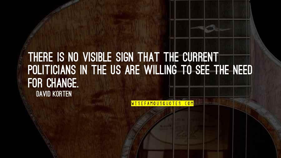 Need For Change Quotes By David Korten: There is no visible sign that the current