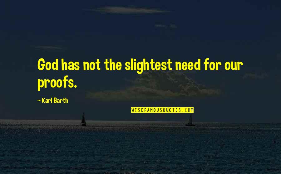 Need For God Quotes By Karl Barth: God has not the slightest need for our