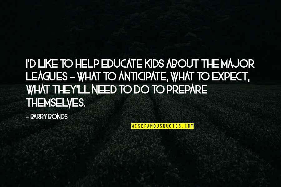 Need Help Quotes By Barry Bonds: I'd like to help educate kids about the