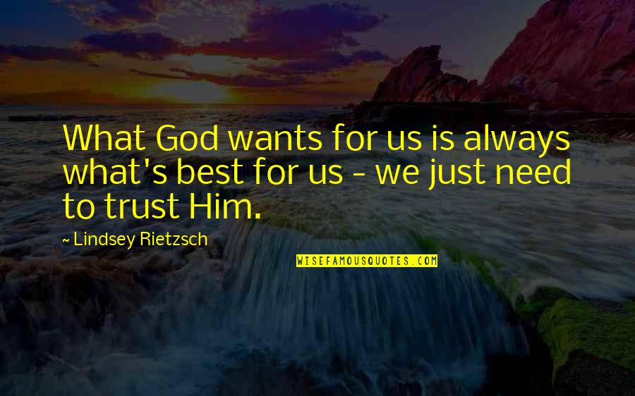 Need Him Quotes Quotes By Lindsey Rietzsch: What God wants for us is always what's