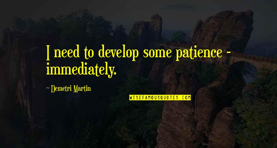 Need More Patience Quotes By Demetri Martin: I need to develop some patience - immediately.