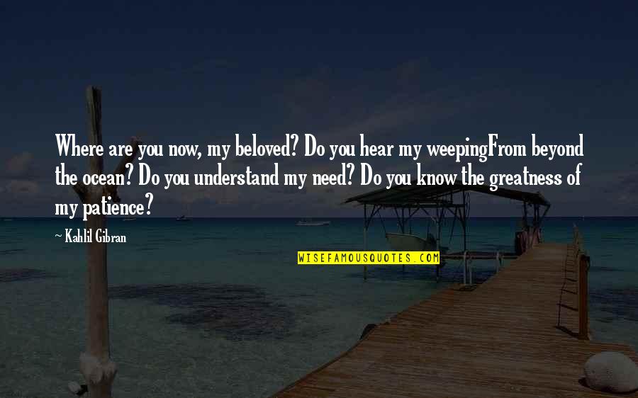 Need More Patience Quotes By Kahlil Gibran: Where are you now, my beloved? Do you