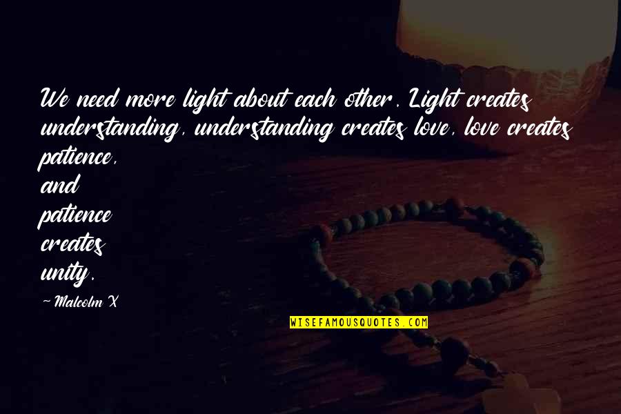 Need More Patience Quotes By Malcolm X: We need more light about each other. Light