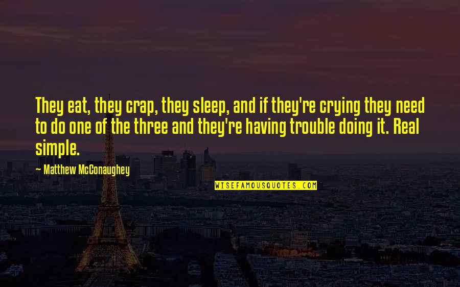 Need More Sleep Quotes By Matthew McConaughey: They eat, they crap, they sleep, and if